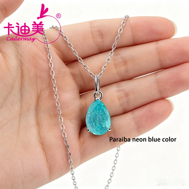 7x10mm Pear Paraiba Neon Blue Color Lab Grown Yttrium Aluminum Garnet With Inclusions S925 Silver Necklace For Women Jewelry
7x10mm Pear Paraiba Neon Blue Color Lab Grown Yttrium Aluminum Garnet With Inclusions S925 Silver Necklace For Women Jewelry