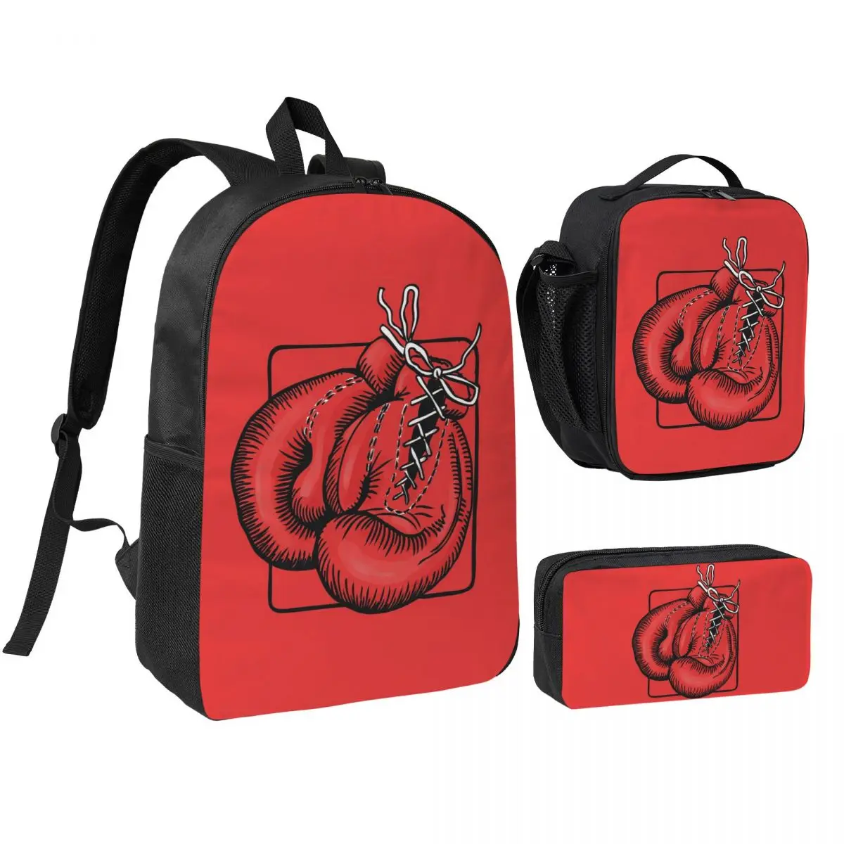 Red Boxing Gloves Backpack Student BookBag School Bag Shoulder Bags 3ps Insulated Lunch Bag Pencil Case
Red Boxing Gloves Backpack Student BookBag School Bag Shoulder Bags 3ps Insulated Lunch Bag Pencil Case