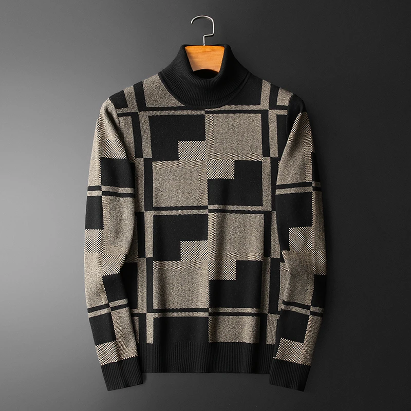 Minglu Turtlenecks Thicken Wool Men's Sweaters Autumn Winter Plaid Jacquard Long Sleeve Knitted Casual Pullovers Male Sweaters
Minglu Turtlenecks Thicken Wool Men's Sweaters Autumn Winter Plaid Jacquard Long Sleeve Knitted Casual Pullovers Male Sweaters