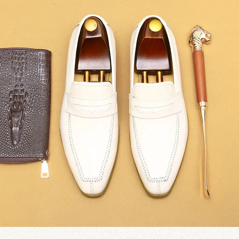 Aston Casual British Soft Bottom Peas Genuine Leather Large Size Slip-on Men's Loafers White Leather Shoes New
Aston Casual British Soft Bottom Peas Genuine Leather Large Size Slip-on Men's Loafers White Leather Shoes New
