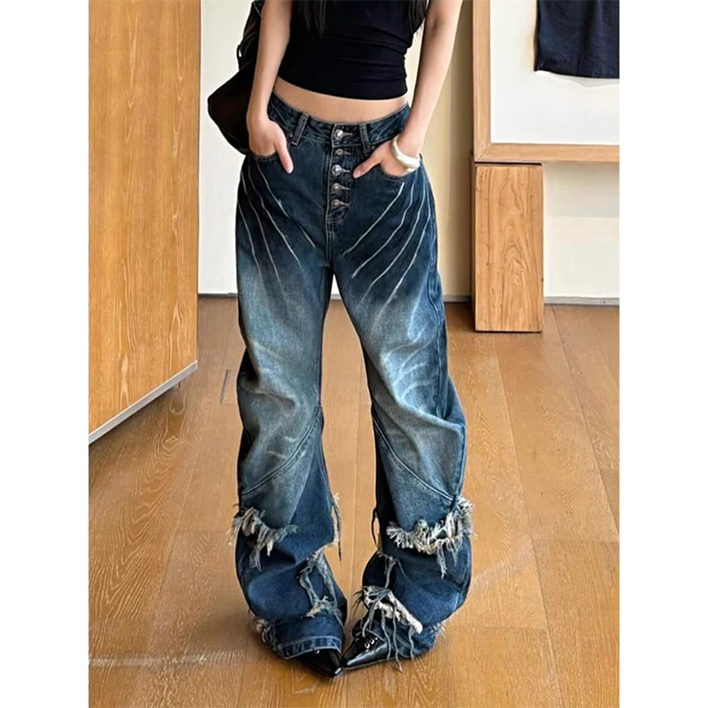 MEXZT Y2K 2000S Ripped Jeans Women Vintage Streetwear Tassel Wide Leg Denim Pants Grunge Gothic Harajuku Baggy Straight Trousers
MEXZT Y2K 2000S Ripped Jeans Women Vintage Streetwear Tassel Wide Leg Denim Pants Grunge Gothic Harajuku Baggy Straight Trousers