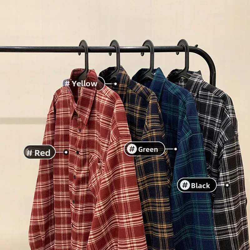 Loose Long Sve Men's Plaid irt Versatile Autumn Spring Faion Outerwear Youthful Sle Casual All-Match Couple's irt
Loose Long Sve Men's Plaid irt Versatile Autumn Spring Faion Outerwear Youthful Sle Casual All-Match Couple's irt