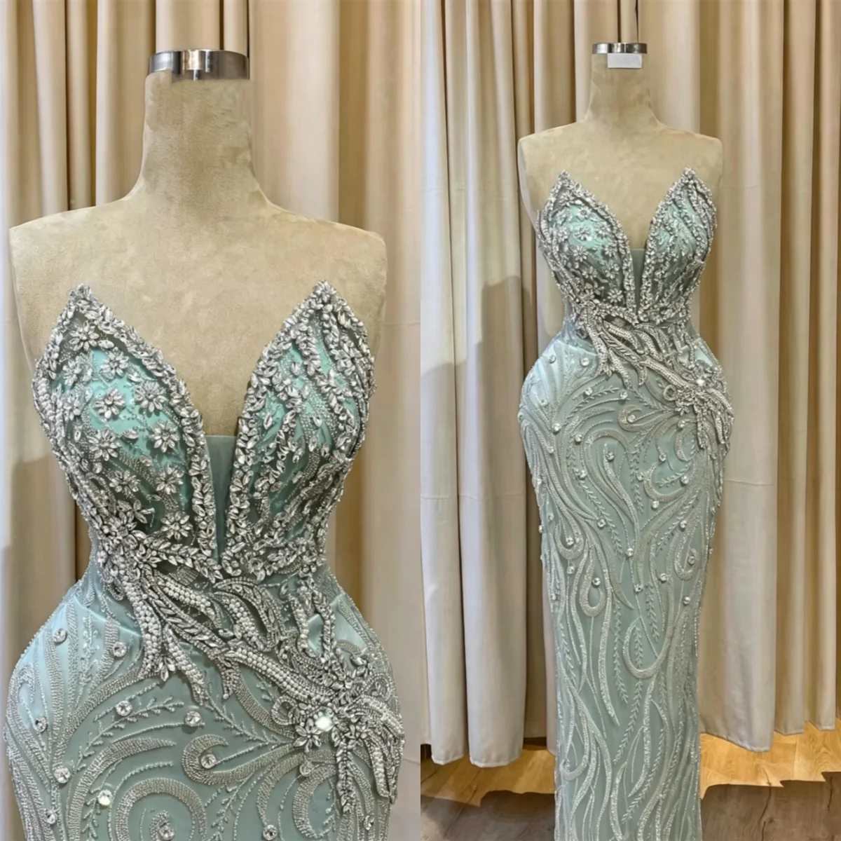Charming Sleevelss Mermaid Evening Dresses Sweetheart Neck Crystals Prom Gowns Floor Length Customized Vestidos De Gala
Charming Sleevelss Mermaid Evening Dresses Sweetheart Neck Crystals Prom Gowns Floor Length Customized Vestidos De Gala