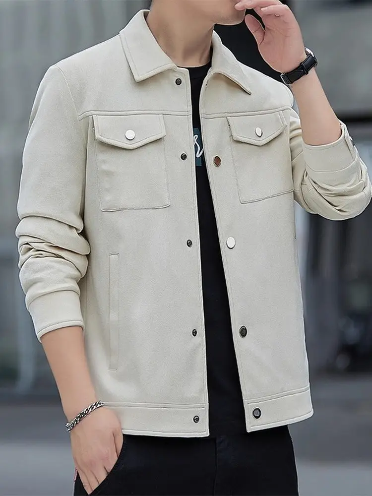 Men's Suede Jaet Spring Autumn New Sle Casual Flip Collar Trendy Retro Haome Workwear Jaet Polyester Fiber Long Sve
Men's Suede Jaet Spring Autumn New Sle Casual Flip Collar Trendy Retro Haome Workwear Jaet Polyester Fiber Long Sve