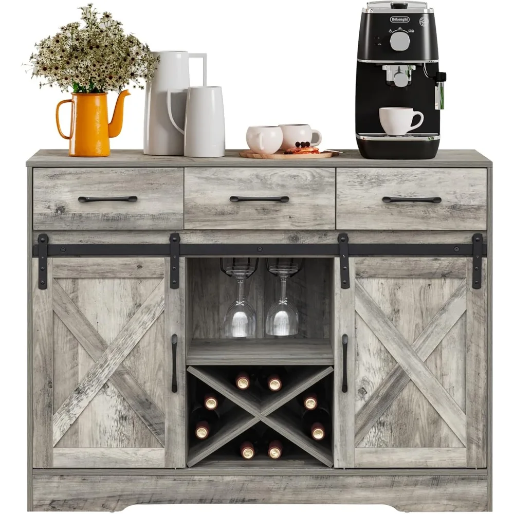Kitchen Buffet Sideboard,Wine Cabinet,Coffee Bar Table,Farmhouse Liquor Storage Cabinet with 3 Drawers, Sliding Barn Door Cupboa
Kitchen Buffet Sideboard,Wine Cabinet,Coffee Bar Table,Farmhouse Liquor Storage Cabinet with 3 Drawers, Sliding Barn Door Cupboa