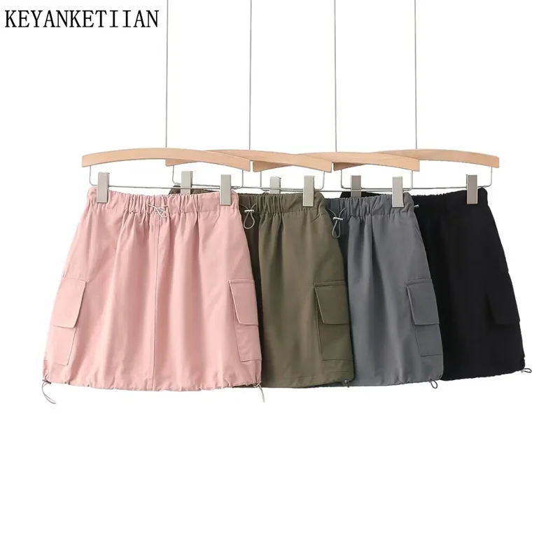 KEYANKETIAN 2024 New Launch Drawstring Lace Up Pockets Cargo style skirt Women's Elastic Waist Slim A Line Mini Skort Spicy Girl
KEYANKETIAN 2024 New Launch Drawstring Lace Up Pockets Cargo style skirt Women's Elastic Waist Slim A Line Mini Skort Spicy Girl