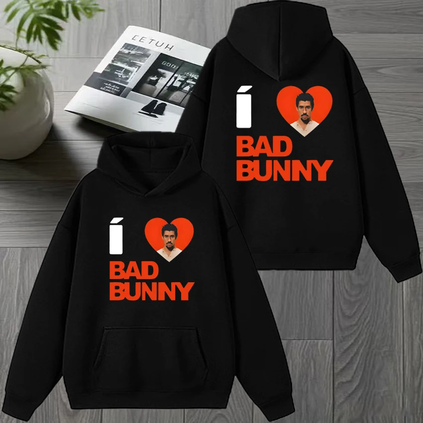 High Quality I Love Bad Bunny Double Sided print pullovers Men women fashion Y2k Winter streetwear Unisex Fleece Casual Hoodie
High Quality I Love Bad Bunny Double Sided print pullovers Men women fashion Y2k Winter streetwear Unisex Fleece Casual Hoodie