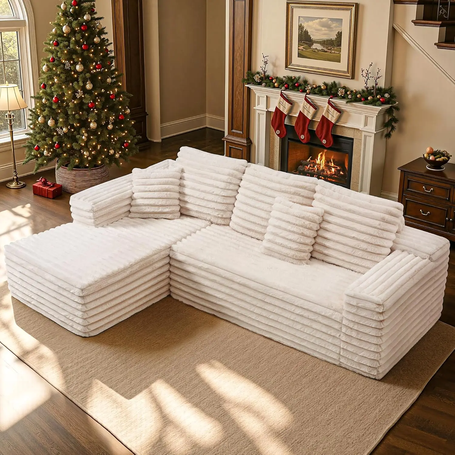 106" Oversized Modular Sectional Sofa, Deep Seat Cloud Couch with Corduroy Upholstery, L Shaped Boneless Sofas, Easy No-Assembly
106" Oversized Modular Sectional Sofa, Deep Seat Cloud Couch with Corduroy Upholstery, L Shaped Boneless Sofas, Easy No-Assembly