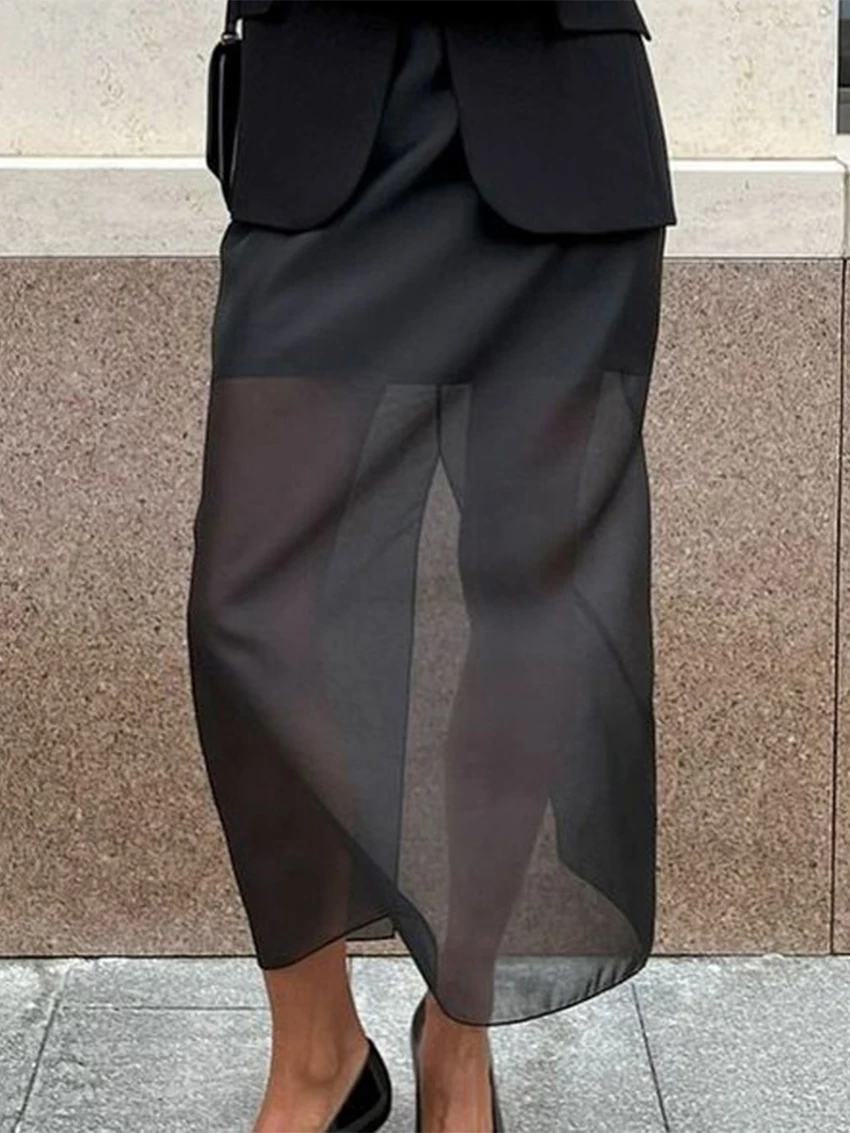 Parc Fee Fashion Loose Black Women's Skirt 2026 Sexy High Waist Long Skirt Elegant Classic Mesh Spliced Skirt Female Clothing
Parc Fee Fashion Loose Black Women's Skirt 2026 Sexy High Waist Long Skirt Elegant Classic Mesh Spliced Skirt Female Clothing