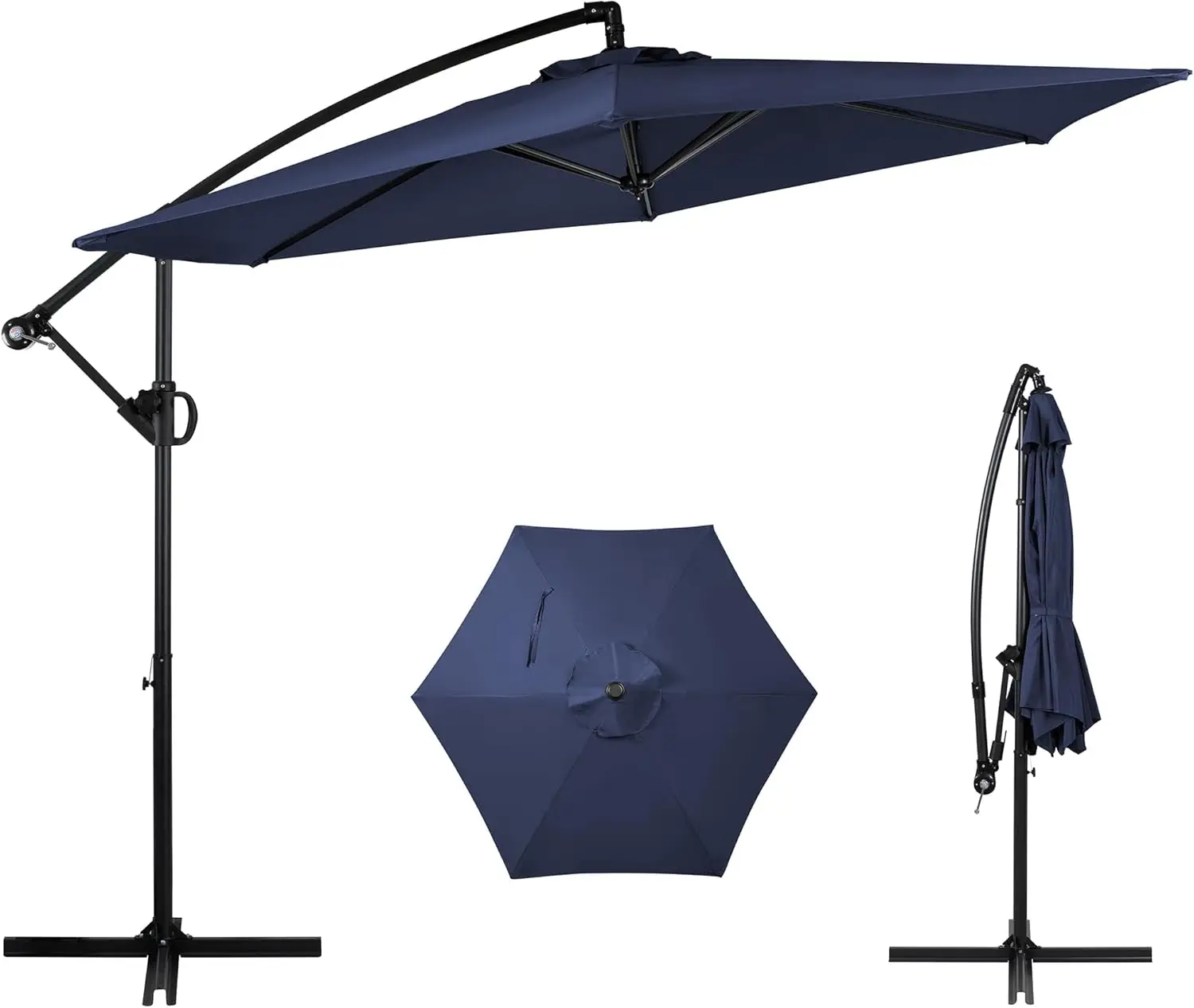 Offset Patio Umbrella with Easy Tilt, Crank & Cross Base, Cantilever Hanging Sunshade, Navy Blue
Offset Patio Umbrella with Easy Tilt, Crank & Cross Base, Cantilever Hanging Sunshade, Navy Blue