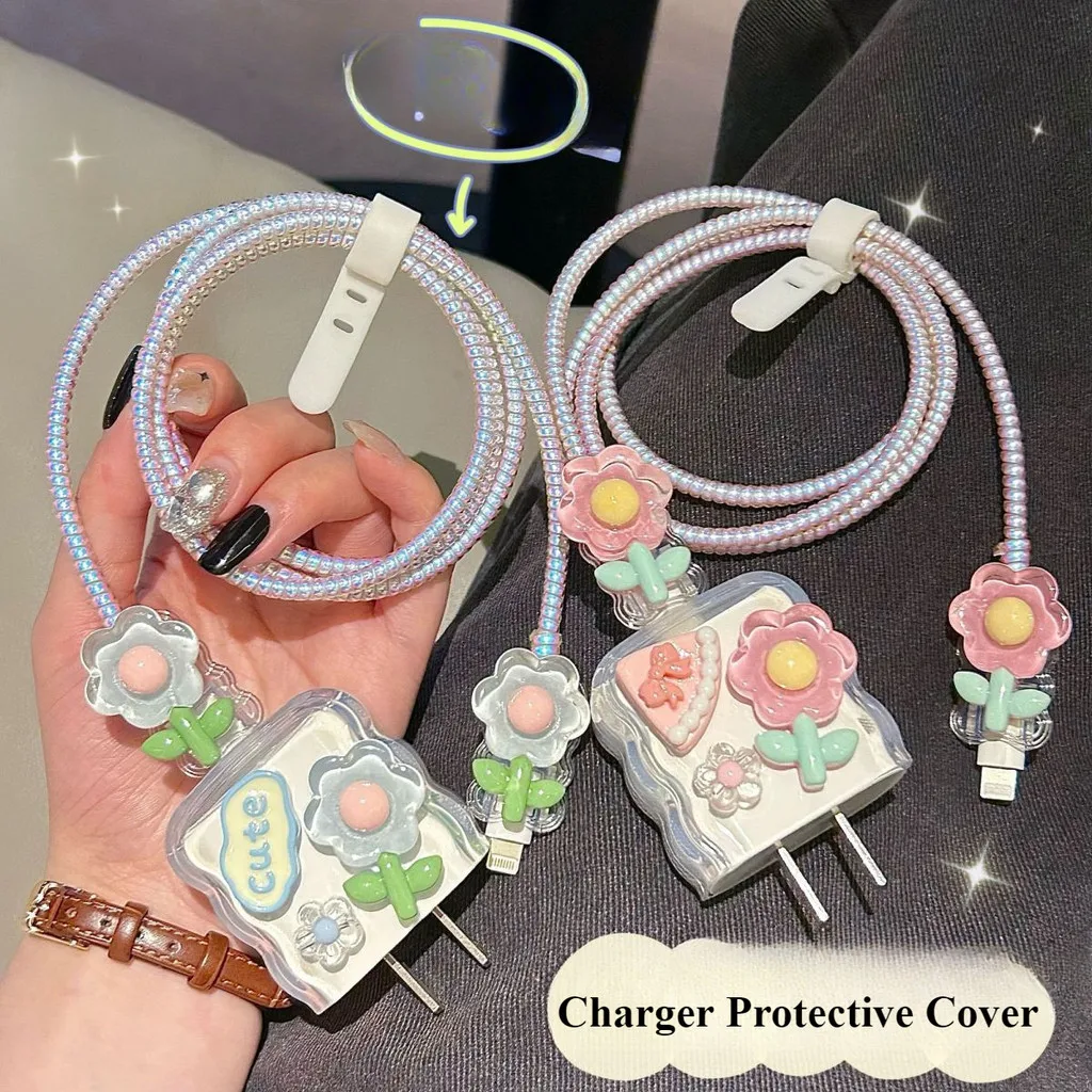 5pcs Fresh Flower Charging Data Cable Protector for IPhone 18/20w Charger Protective Cover Winder Accessories Cord Organizer
5pcs Fresh Flower Charging Data Cable Protector for IPhone 18/20w Charger Protective Cover Winder Accessories Cord Organizer