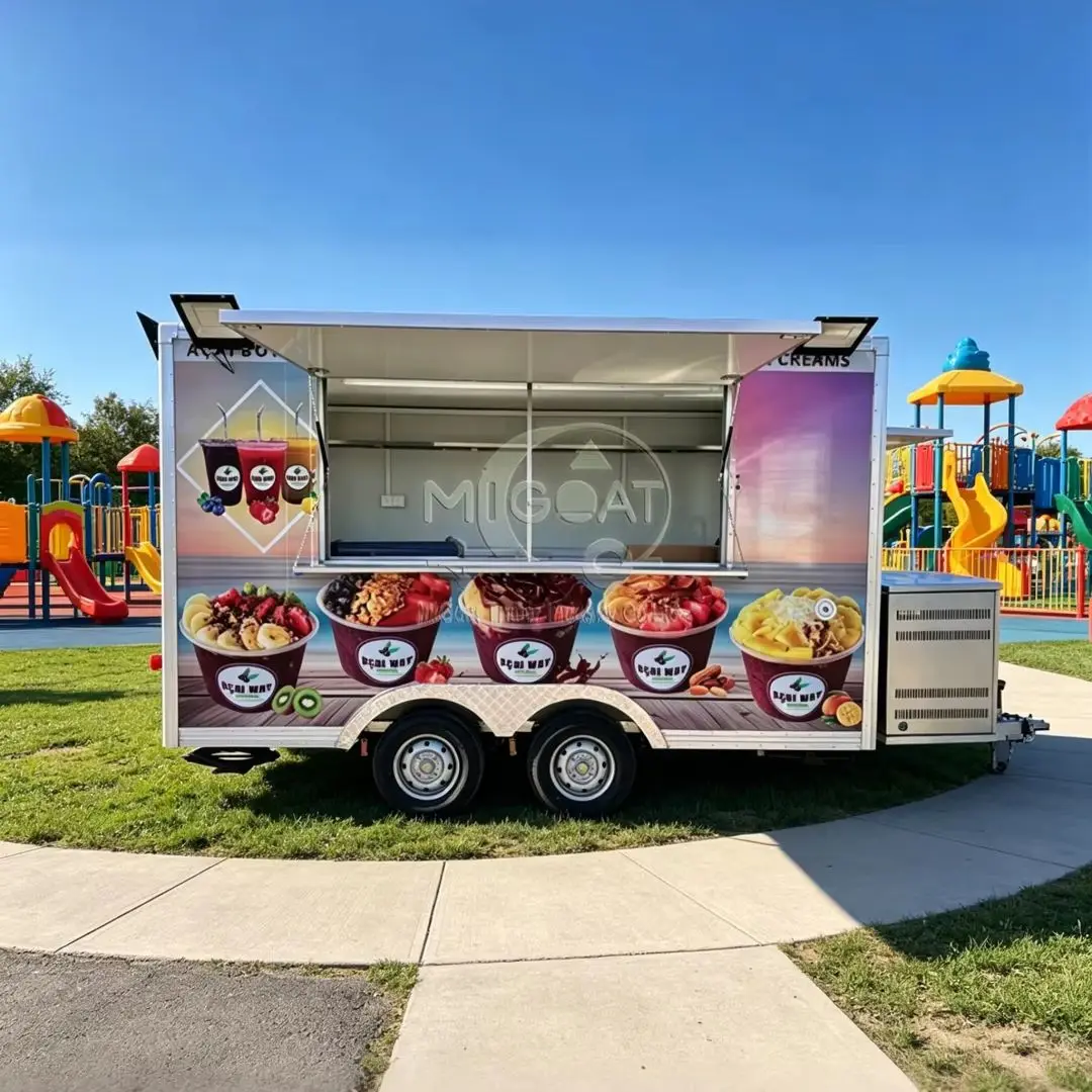 Custom Mobile Food Trailer Full Kitchen Commercial Food Truck for Acai Bowls Smoothies Ice Cream Catering Business
Custom Mobile Food Trailer Full Kitchen Commercial Food Truck for Acai Bowls Smoothies Ice Cream Catering Business