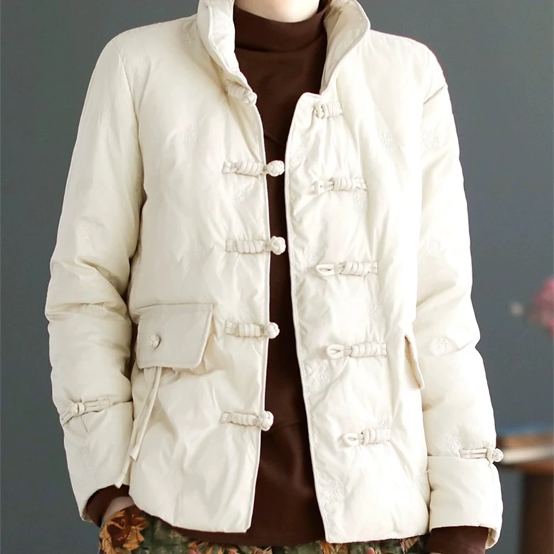 Women's 2025 Autumn Winter Coats Chinese Style Retro Buckle Down Cotton Padded Jacket Embroidery Stand Collar Pockets Tops Trend
Women's 2025 Autumn Winter Coats Chinese Style Retro Buckle Down Cotton Padded Jacket Embroidery Stand Collar Pockets Tops Trend