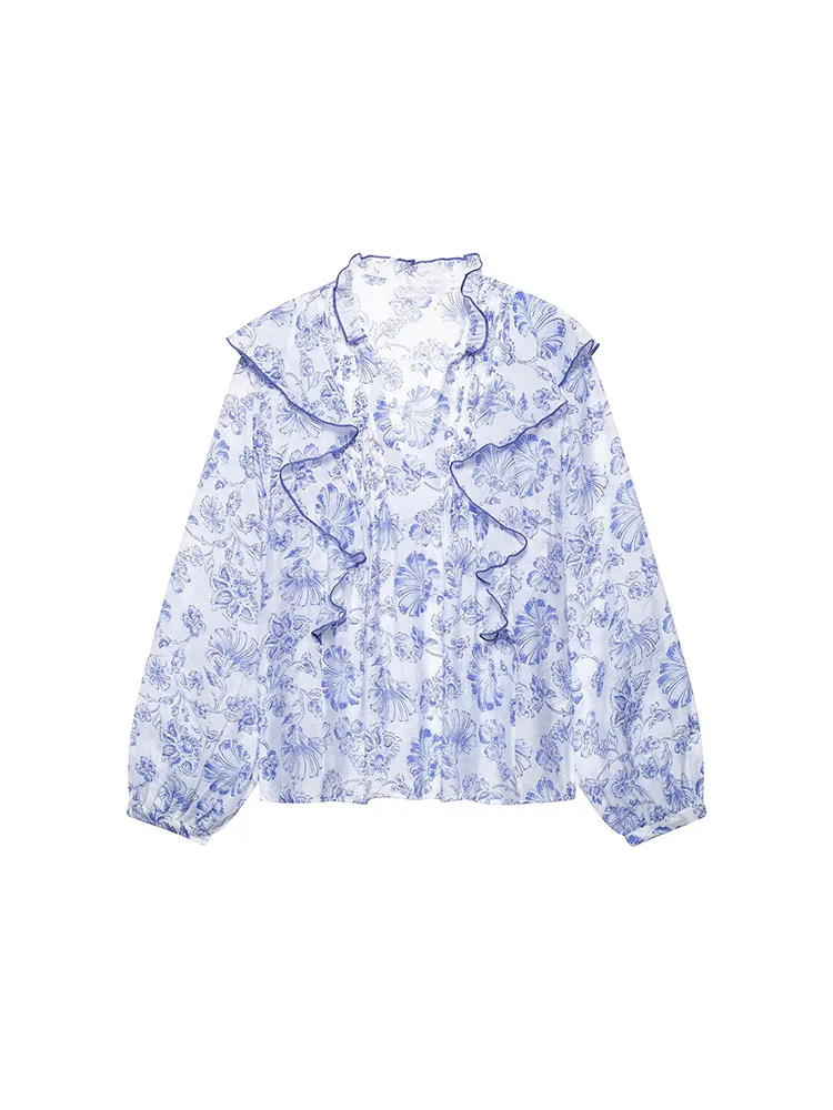 SIYANG Women Fashion Printed Ruffled Pleated Pullover Blouse Vintage V-Neck Long Sleeves Female Chic Lady Shirts
SIYANG Women Fashion Printed Ruffled Pleated Pullover Blouse Vintage V-Neck Long Sleeves Female Chic Lady Shirts