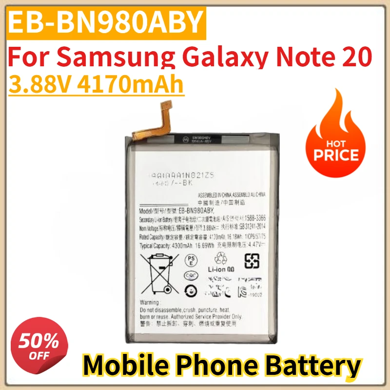Brand New EB-BN980ABY Mobile Phone Battery 3.88V 4170mAh for Samsung Galaxy Note 20
Brand New EB-BN980ABY Mobile Phone Battery 3.88V 4170mAh for Samsung Galaxy Note 20