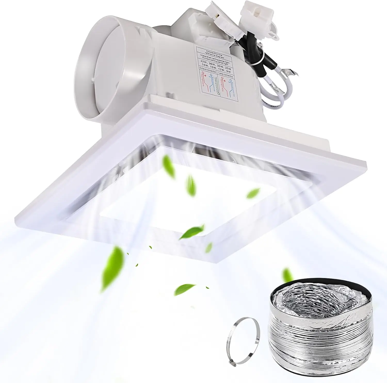 Square Bathroom Exhaust Fan with LED Light, 110 CFM 30W 4 Inch Duct, 110-220V 1.0 Sones Quiet Bathroom Ventilation Fan Light
Square Bathroom Exhaust Fan with LED Light, 110 CFM 30W 4 Inch Duct, 110-220V 1.0 Sones Quiet Bathroom Ventilation Fan Light