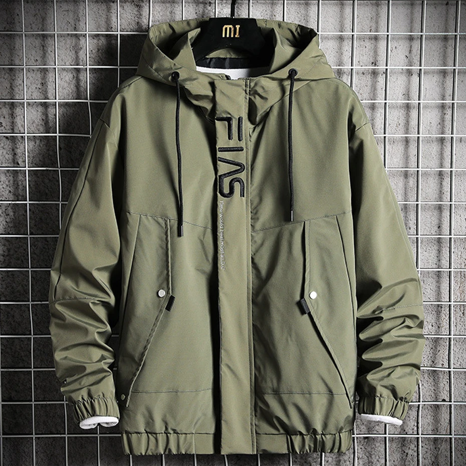 Windbreaker Jacket Men Solid Color Thick Jackets Coats Autumn Spring Fashion Casual Hooded Cargo Jacket Male Green Black Coat
Windbreaker Jacket Men Solid Color Thick Jackets Coats Autumn Spring Fashion Casual Hooded Cargo Jacket Male Green Black Coat