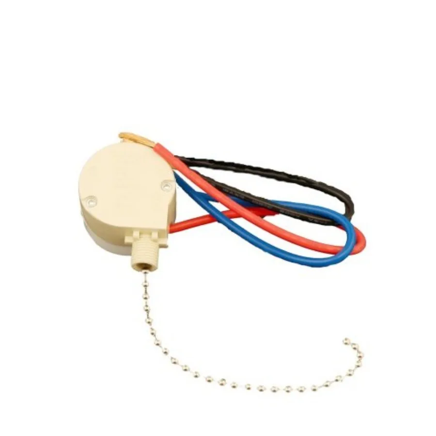 Ceiling Fan Pull Chain Switch, 3-Amp Single-Pole, 2-Circuit 4-Position, 1689-50, Ivory
Ceiling Fan Pull Chain Switch, 3-Amp Single-Pole, 2-Circuit 4-Position, 1689-50, Ivory