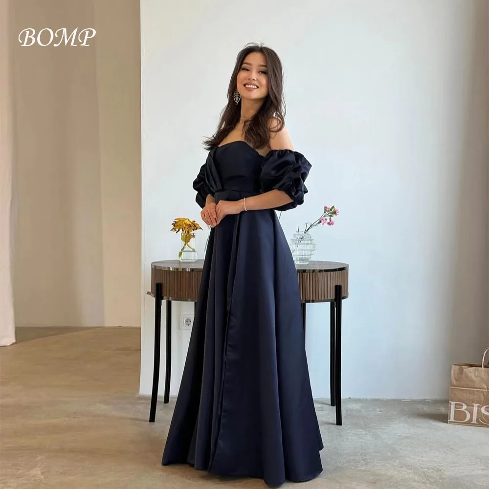 BOMP Princess Pleat Evening Gown Strapless Draped A-Line Floor Length Dark Blue Satin Formal Occasion Party Dress Customized
BOMP Princess Pleat Evening Gown Strapless Draped A-Line Floor Length Dark Blue Satin Formal Occasion Party Dress Customized