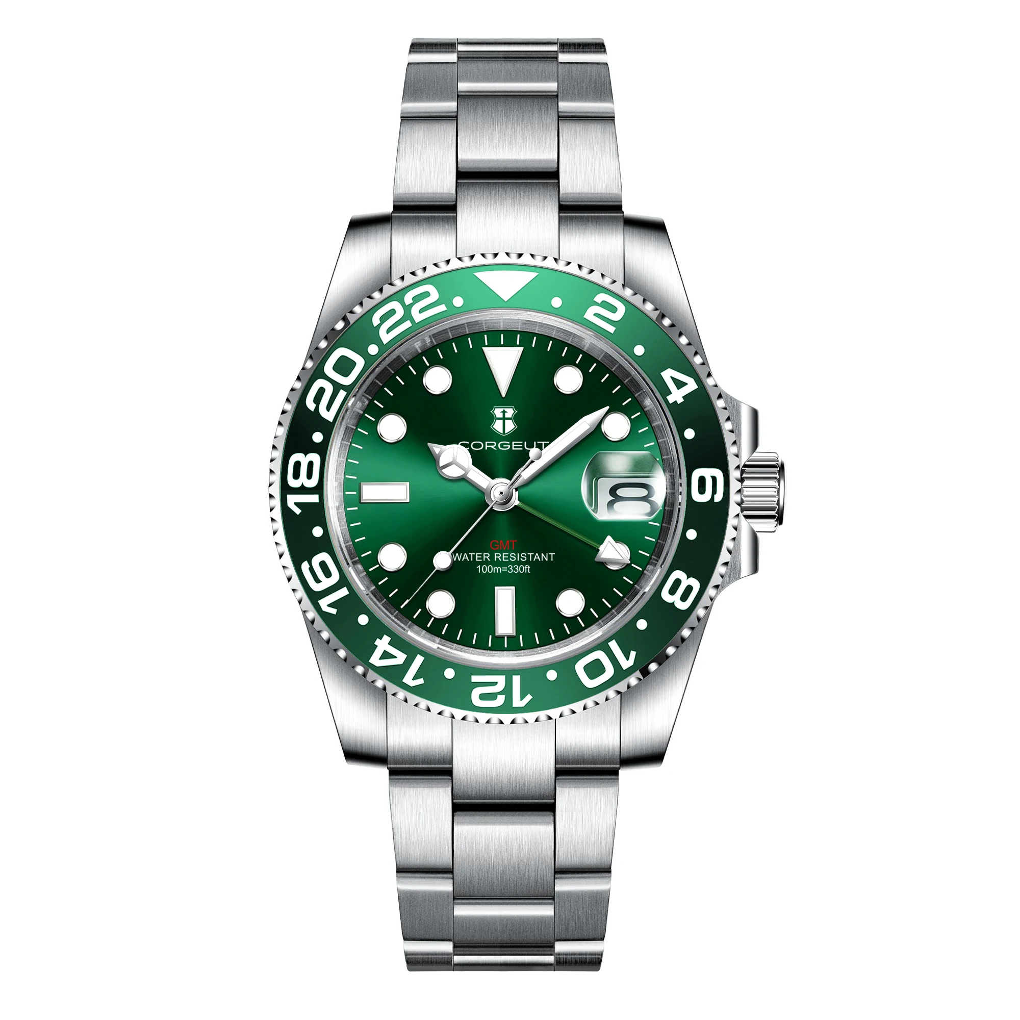 CORGEUT New Men Mechanical Wristwatch Jubilee Stainless Quartz GMT Watch Sapphire Glass Men Watches Waterproof Luminous
CORGEUT New Men Mechanical Wristwatch Jubilee Stainless Quartz GMT Watch Sapphire Glass Men Watches Waterproof Luminous