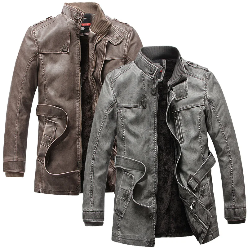 Men's Vintage Distressed PU Leather Stand Collar Mid-Long Coat Fleece Lining Slim Fit Winter Warm Faux Motorcycle Biker Jacket
Men's Vintage Distressed PU Leather Stand Collar Mid-Long Coat Fleece Lining Slim Fit Winter Warm Faux Motorcycle Biker Jacket