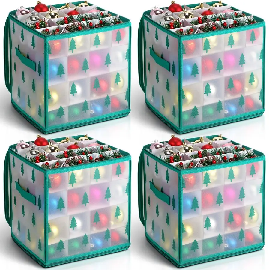 Набор из 4 коробок для хранения рождественских украшений с 64 отделениями на молнии, контейнеры для хранения шаров, пластиковые коробки для украшений с ручкой
Набор из 4 коробок для хранения рождественских украшений с 64 отделениями на молнии, контейнеры для хранения шаров, пластиковые коробки для украшений с ручкой