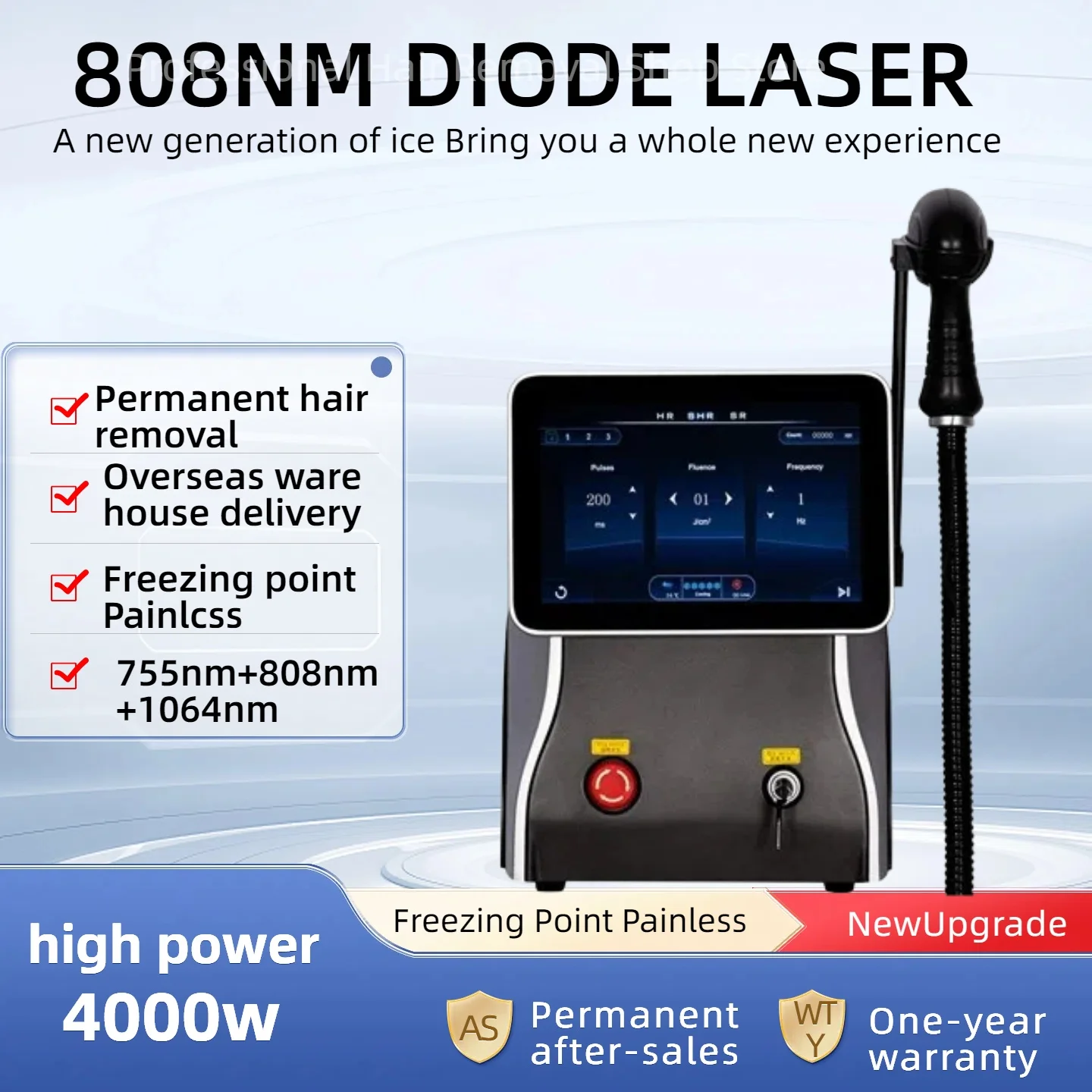 Double 11 Special Offer! 4000W Professional Laser Hair Removal Machine Diode Alexandrite Ice Titanium Permanent Device Salon.
Double 11 Special Offer! 4000W Professional Laser Hair Removal Machine Diode Alexandrite Ice Titanium Permanent Device Salon.