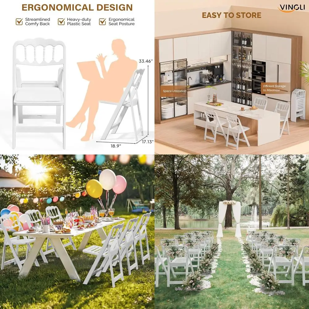 Прочные белые пластиковые складные стулья, грузоподъемность 350 фунтов, волнистая спинка, набор из 4 штук для использования в помещении и на улице
Прочные белые пластиковые складные стулья, грузоподъемность 350 фунтов, волнистая спинка, набор из 4 штук для использования в помещении и на улице