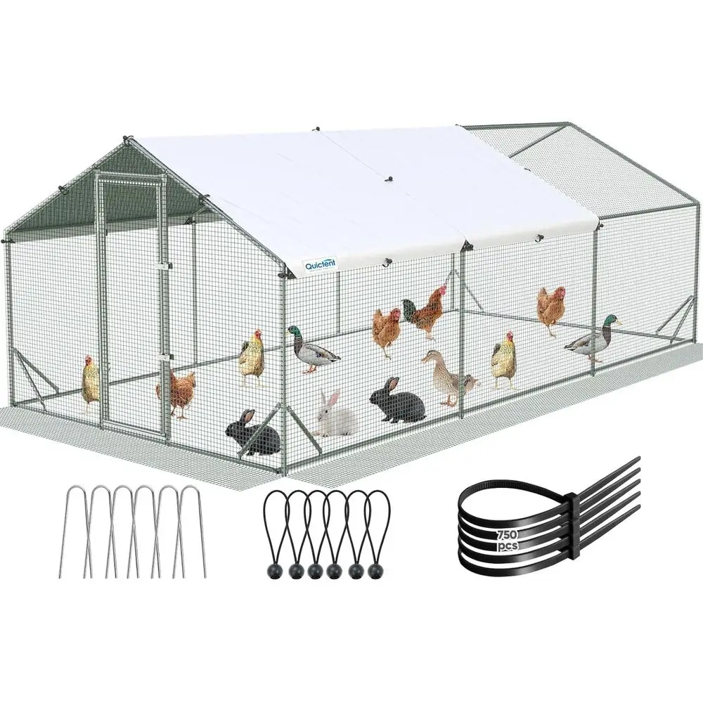 Walk-in Chicken Coop with Hardware Cloth & Waterproof Cover, Suitable for 30+ Birds, 18x9x6.6ft Outdoor Cage
Walk-in Chicken Coop with Hardware Cloth & Waterproof Cover, Suitable for 30+ Birds, 18x9x6.6ft Outdoor Cage