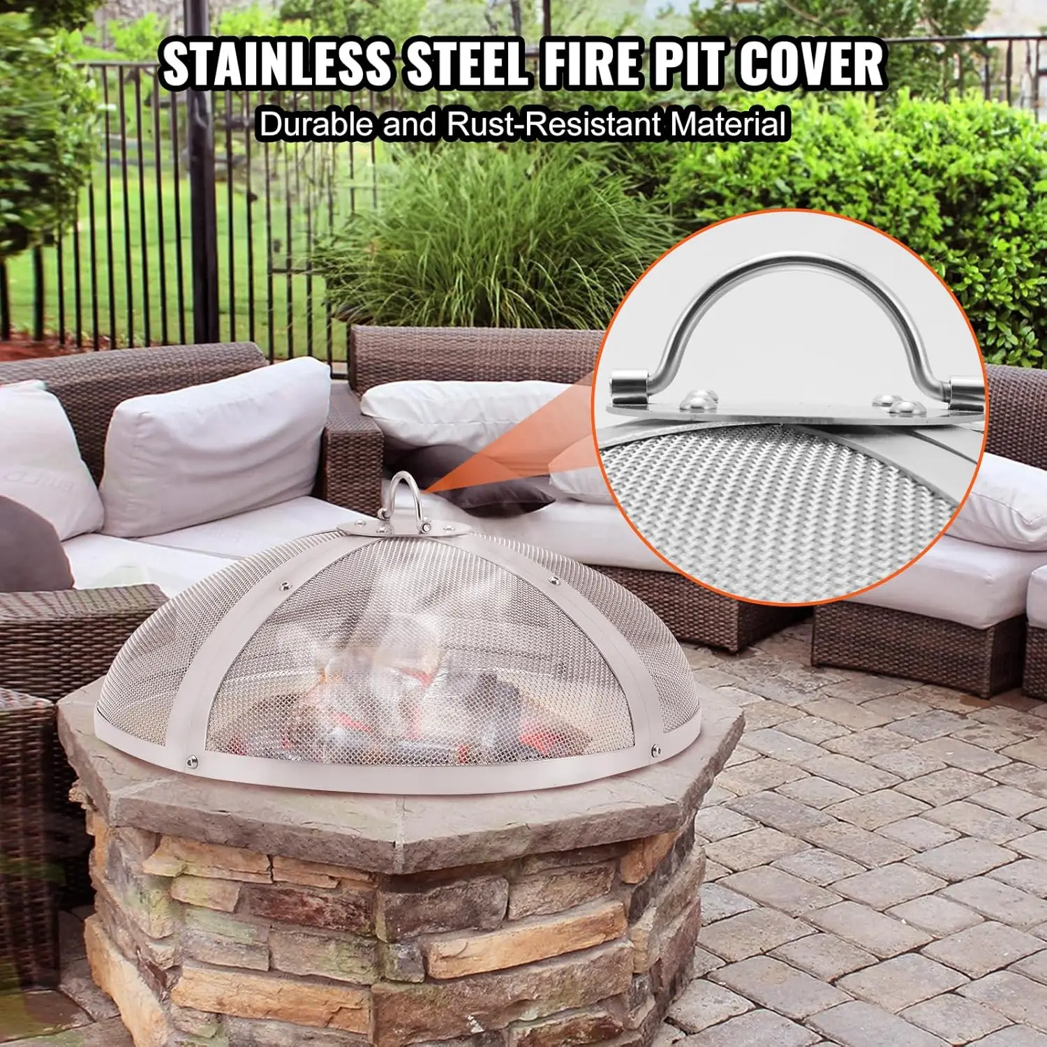 Fire Pit Spark Screen Round 27", Reinforced Heavy Duty Steel Metal Cover, Outdoor Firepit Lid, Easy-Opening Top Screen Covers
Fire Pit Spark Screen Round 27", Reinforced Heavy Duty Steel Metal Cover, Outdoor Firepit Lid, Easy-Opening Top Screen Covers