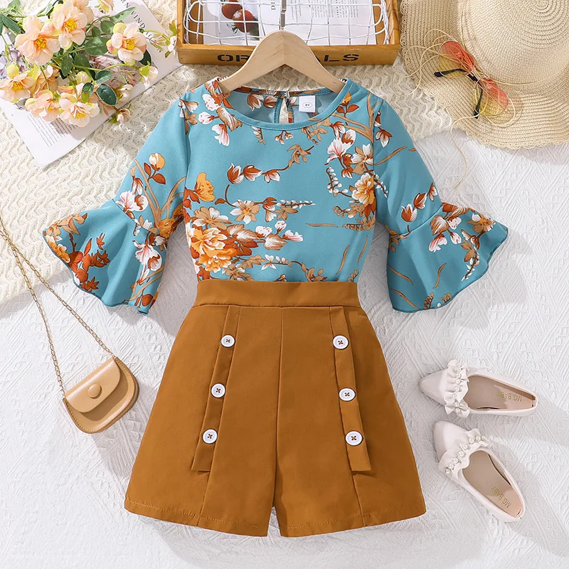 2024 New Clothing Set Girl Long Ruffles Sleeve Print Floral Brown Shorts 2 Pcs Sets Casual Girls Clothes Sets 18M-7T
2024 New Clothing Set Girl Long Ruffles Sleeve Print Floral Brown Shorts 2 Pcs Sets Casual Girls Clothes Sets 18M-7T