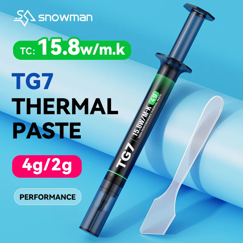 SNOWMAN TG7 Thermal Paste 15.8W/mK Computer Processor Thermal Grease CPU GPU LED Laptop Silicone Grease PC Heatsink Plaste
SNOWMAN TG7 Thermal Paste 15.8W/mK Computer Processor Thermal Grease CPU GPU LED Laptop Silicone Grease PC Heatsink Plaste