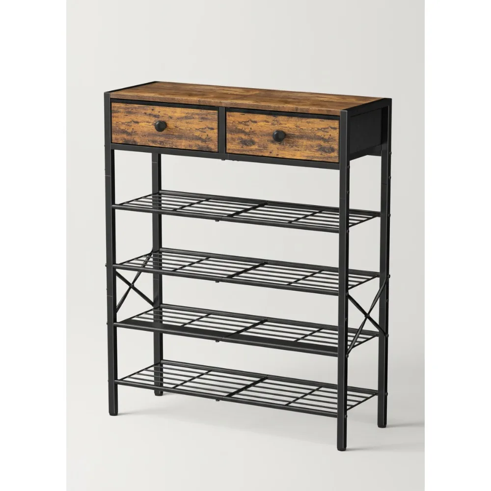 5-уровневый органайзер для обуви с ящиками, металлическая полка для хранения коричневого цвета в деревенском стиле на 16–20 пар обуви
5-уровневый органайзер для обуви с ящиками, металлическая полка для хранения коричневого цвета в деревенском стиле на 16–20 пар обуви