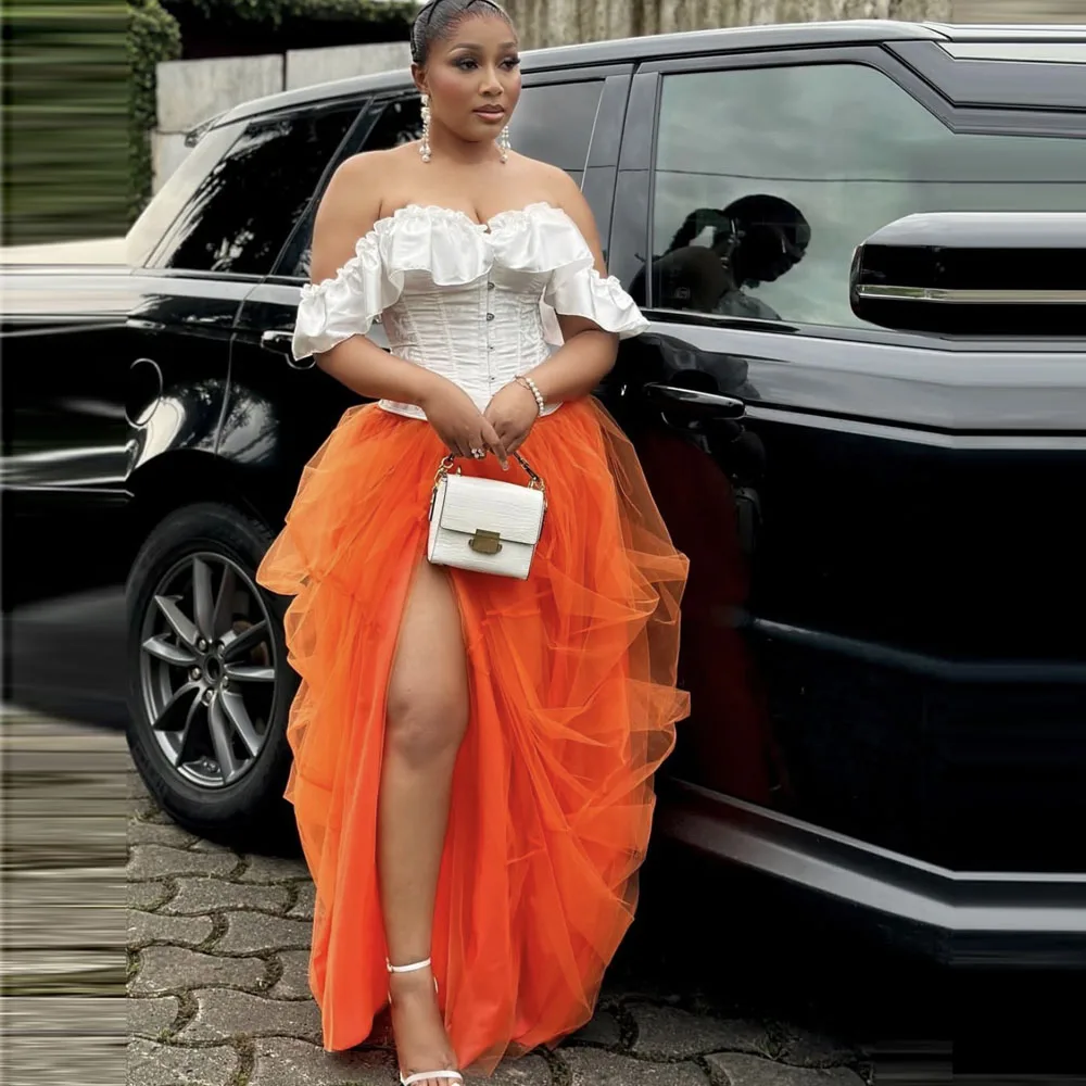 Orange Tulle Tutu Skirts For Evening Party Wedding High Slit Long Maxi Skirts Ladies Bridal Prom Skirts Female Bottom
Orange Tulle Tutu Skirts For Evening Party Wedding High Slit Long Maxi Skirts Ladies Bridal Prom Skirts Female Bottom