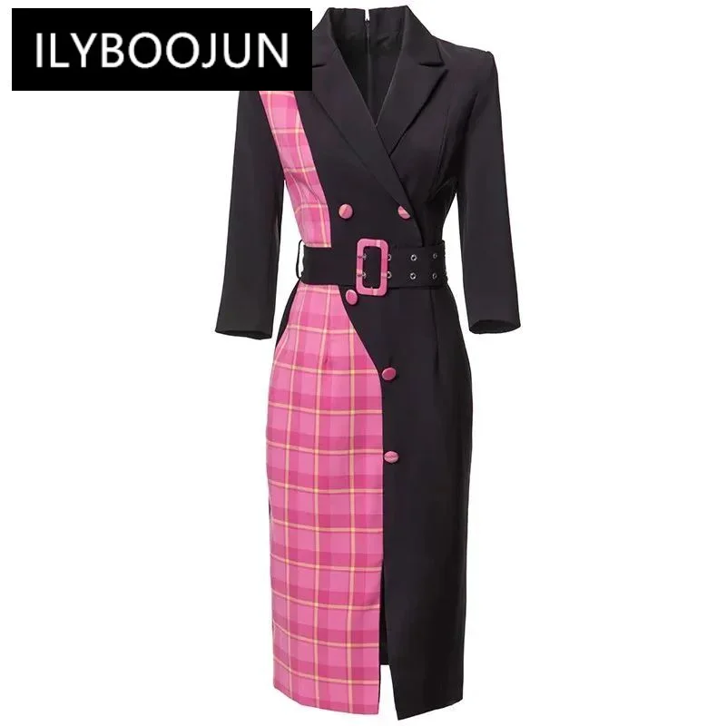ILYBOOJUN Fashion Women's New Suit Neck Three Quarter Sleeved Plaid Printed Irregular Button Patchwork Belt Pencil MIDI Dress
ILYBOOJUN Fashion Women's New Suit Neck Three Quarter Sleeved Plaid Printed Irregular Button Patchwork Belt Pencil MIDI Dress