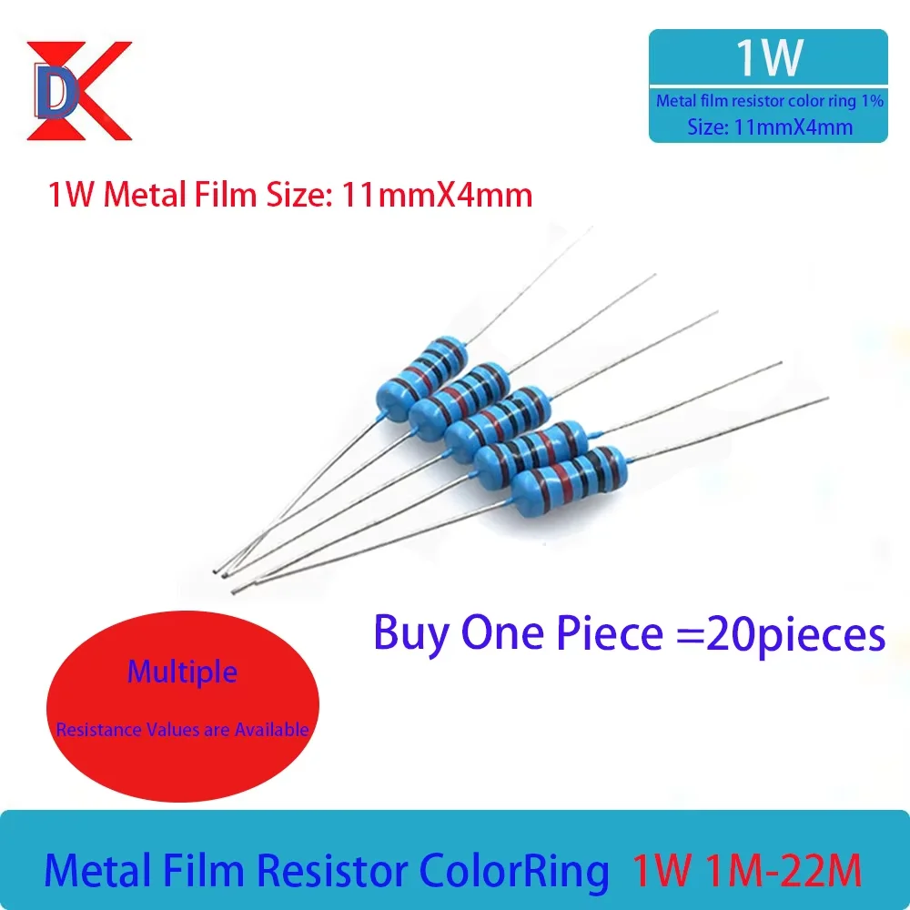 Металлопленочные резисторы 1W, 1M, 1.2M, 1.5M, 1.8M, 2M, 2.2M, 2.4M, 2.7M, 3M, 3.3M, 3.6M, 3.9M, 4.3M, 4.7M, 5.1M, 5.6M, 20 шт., зеленые, DIP, сопротивление
Металлопленочные резисторы 1W, 1M, 1.2M, 1.5M, 1.8M, 2M, 2.2M, 2.4M, 2.7M, 3M, 3.3M, 3.6M, 3.9M, 4.3M, 4.7M, 5.1M, 5.6M, 20 шт., зеленые, DIP, сопротивление