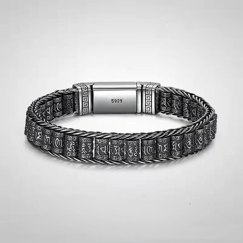Vintage Men's Silver Color Bracelet Men's Six Character Truth Rock Hip Hop Bracelet Party Jewelry Accessories Gift
Vintage Men's Silver Color Bracelet Men's Six Character Truth Rock Hip Hop Bracelet Party Jewelry Accessories Gift