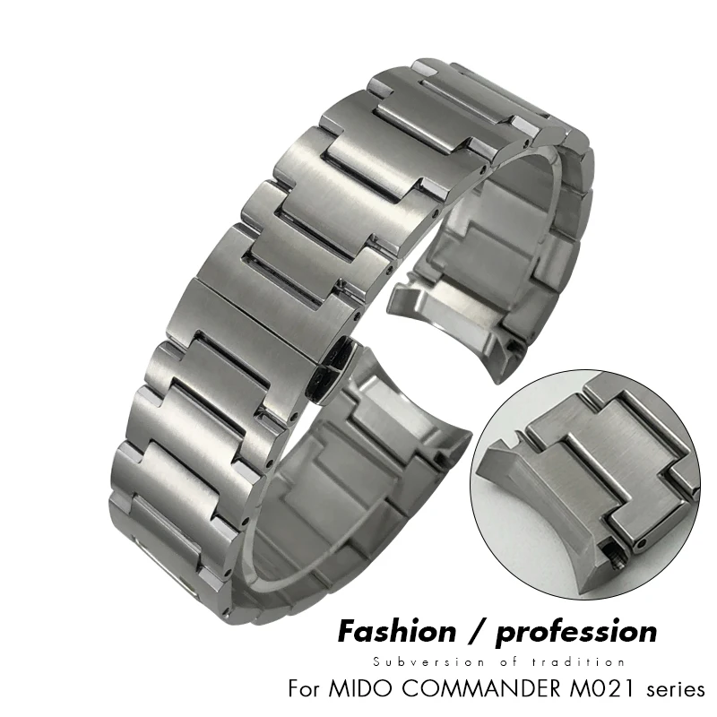 Curved End 21mm 316L Stainless Steel Watch Strap Silver Bracelets for Mido Commander 42mm Dial M021 Silver Rose Gold Watchband
Curved End 21mm 316L Stainless Steel Watch Strap Silver Bracelets for Mido Commander 42mm Dial M021 Silver Rose Gold Watchband