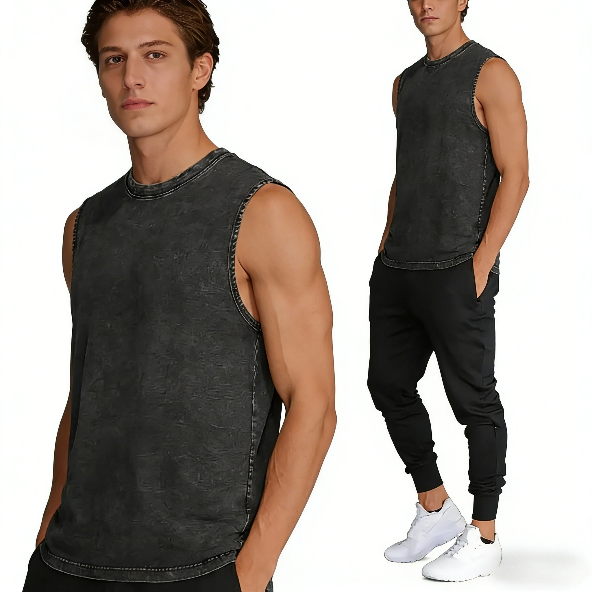 Men's Washed Gym Tank Top and Joggers Set Casual Sleeveless Muscle T-Shirt with Lightweight Sweatpants men clothing
Men's Washed Gym Tank Top and Joggers Set Casual Sleeveless Muscle T-Shirt with Lightweight Sweatpants men clothing