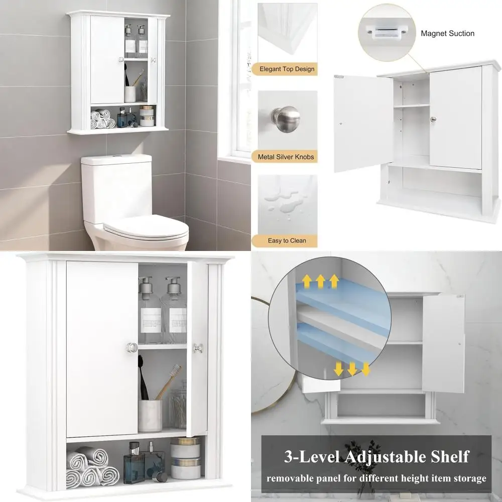 Навесной шкафчик над унитазом с 2 крючками, белый органайзер для хранения в ванной или на кухне
Навесной шкафчик над унитазом с 2 крючками, белый органайзер для хранения в ванной или на кухне