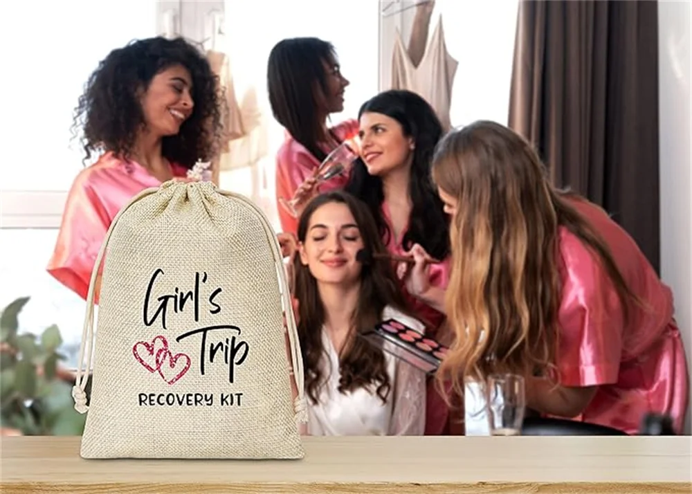 Hangover Kit Gift Bags - Girl's Trip Recovery Kit - Pink Glitter Cotton Gift Bags With Drawstring - Wedding/Bridal Shower/Bachel
Hangover Kit Gift Bags - Girl's Trip Recovery Kit - Pink Glitter Cotton Gift Bags With Drawstring - Wedding/Bridal Shower/Bachel