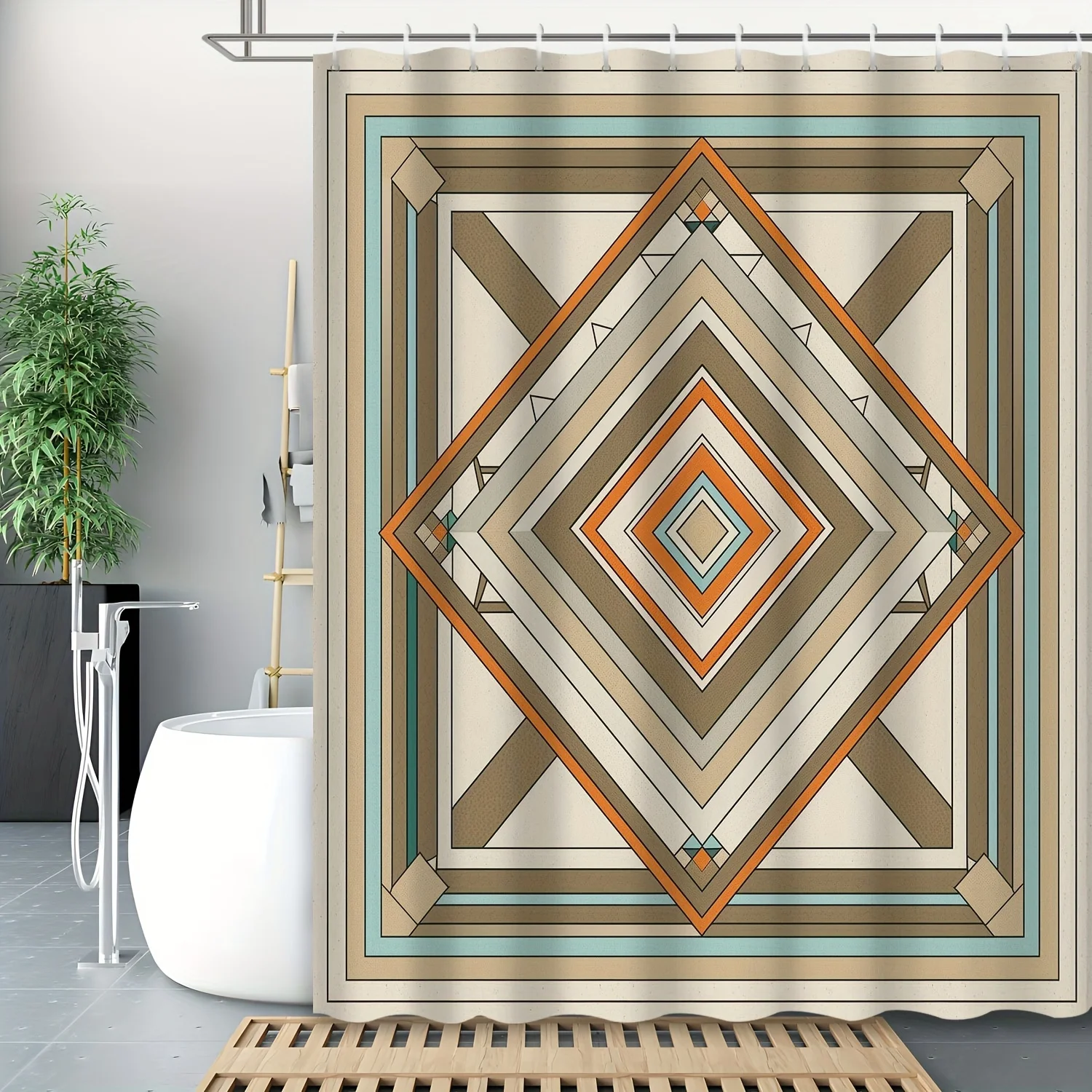 Retro Simple Ethnic Style Geometric Rhombus Square Graphic Bathroom Shower Curtain, Bathroom Decoration, Bathroom Accessories
Retro Simple Ethnic Style Geometric Rhombus Square Graphic Bathroom Shower Curtain, Bathroom Decoration, Bathroom Accessories