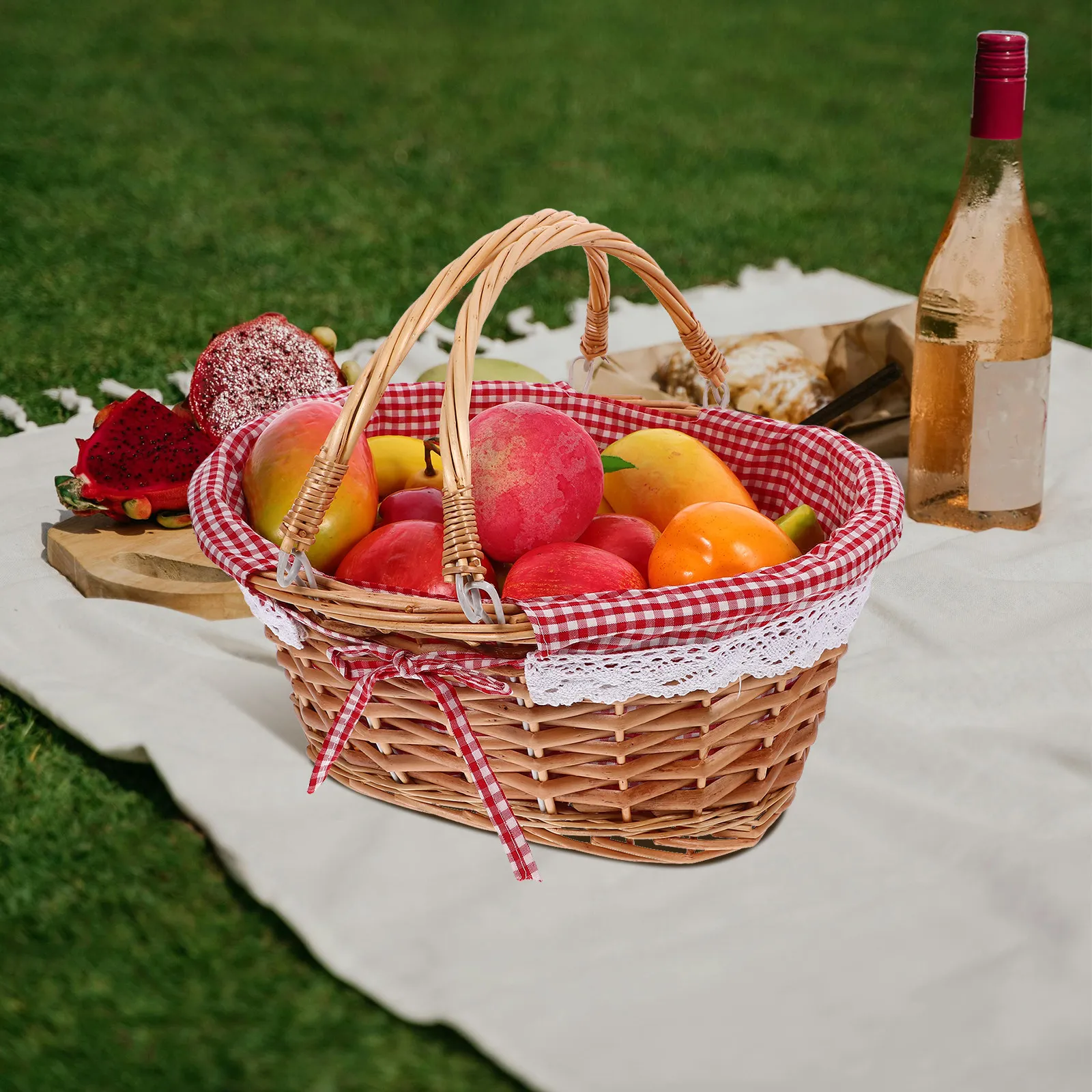 Handwoven Wicker Fabric Storage Basket with Handle Rustic Vintage Picnic Basket for Fruits Vegetables Flowers Home Decoration
Handwoven Wicker Fabric Storage Basket with Handle Rustic Vintage Picnic Basket for Fruits Vegetables Flowers Home Decoration