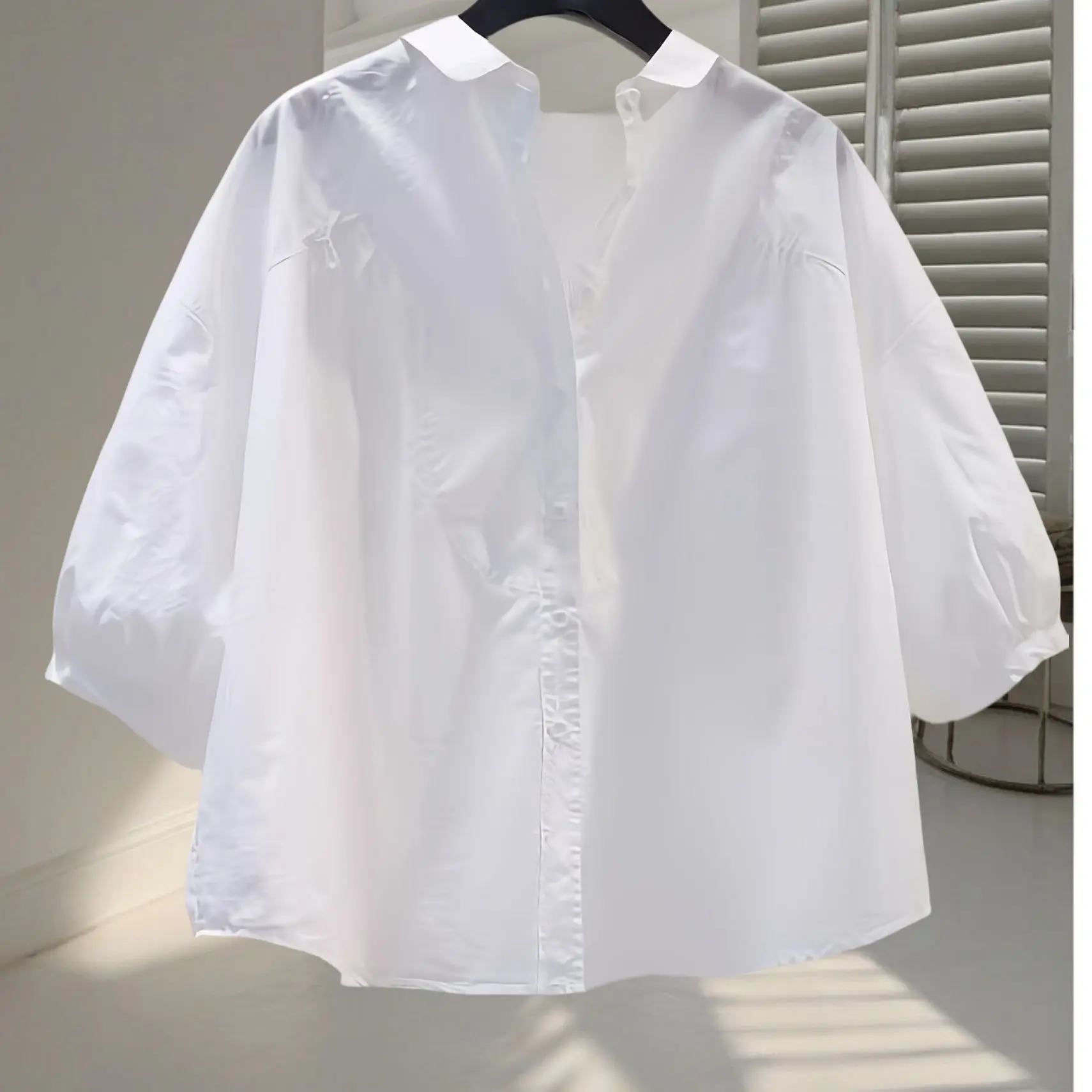 Women's Loose-Fit Blouse, Backless Button-Down Shirt with Puff 3/4 Sleeves, Casual & Office Wear Top
Women's Loose-Fit Blouse, Backless Button-Down Shirt with Puff 3/4 Sleeves, Casual & Office Wear Top