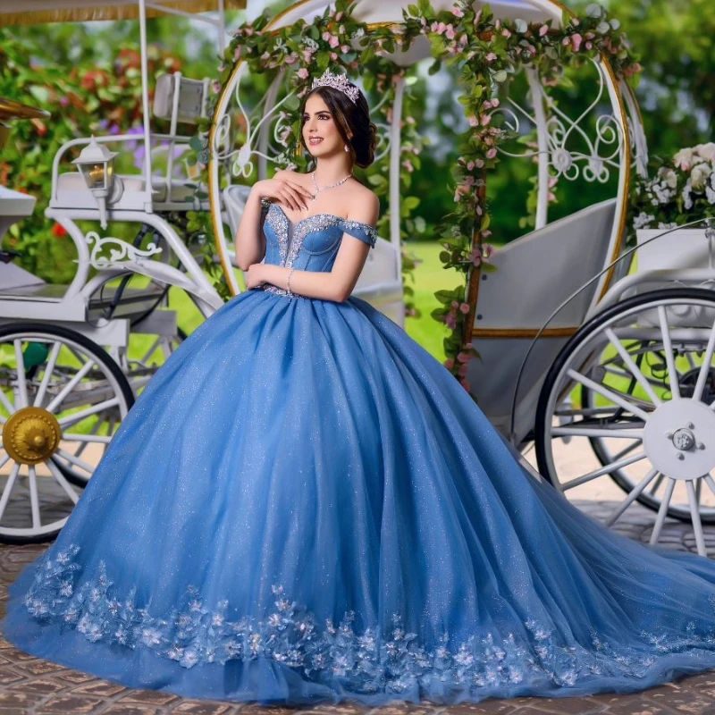Sky Blue Sequin Princess Ball Gown Charming Quinceanera Dress Classic Applique Lace Beads Crystal Tull Sweet 16 Dress Vestido De
Sky Blue Sequin Princess Ball Gown Charming Quinceanera Dress Classic Applique Lace Beads Crystal Tull Sweet 16 Dress Vestido De