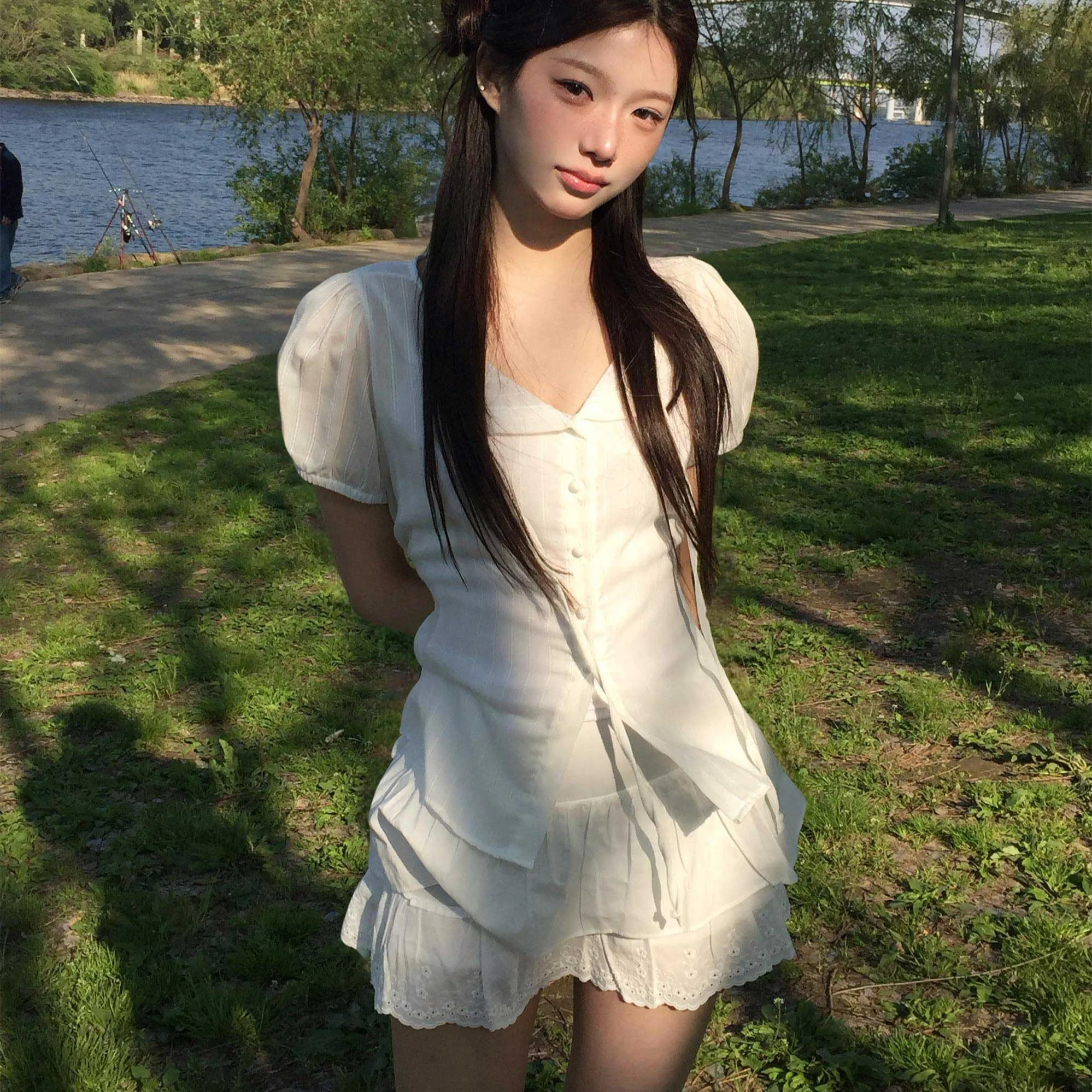 Sweet Pure Color Adjustable Waist Short Sleeve Shirt Women's Korean Style Breathable Skin-Friendly Spring Autumn Winter Shirt
Sweet Pure Color Adjustable Waist Short Sleeve Shirt Women's Korean Style Breathable Skin-Friendly Spring Autumn Winter Shirt