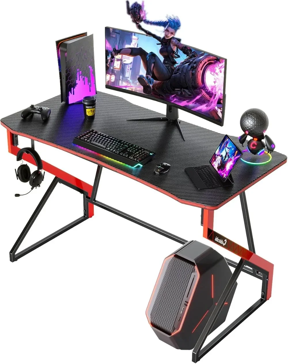 Simple Gaming Desk Z Shaped 40 inch Gamer Workstation, Home Computer Carbon Fiber Surface Gaming Desk PC Table
Simple Gaming Desk Z Shaped 40 inch Gamer Workstation, Home Computer Carbon Fiber Surface Gaming Desk PC Table