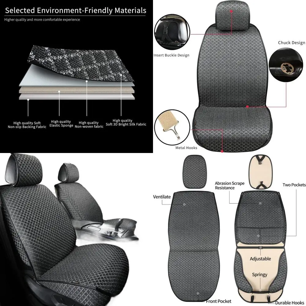 Универсальные дышащие роскошные чехлы для передних сидений, всесезонная защита, совместимы с седанами, внедорожниками и грузовиками (черные)
Универсальные дышащие роскошные чехлы для передних сидений, всесезонная защита, совместимы с седанами, внедорожниками и грузовиками (черные)