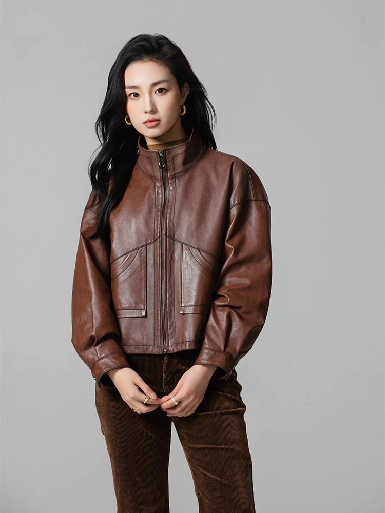 Casual Short Genuine Leather Jacket for Women Spring Autumn 2026 New High-end Simple Stand Collar Solid Soft Real Sheepskin Coat
Casual Short Genuine Leather Jacket for Women Spring Autumn 2026 New High-end Simple Stand Collar Solid Soft Real Sheepskin Coat