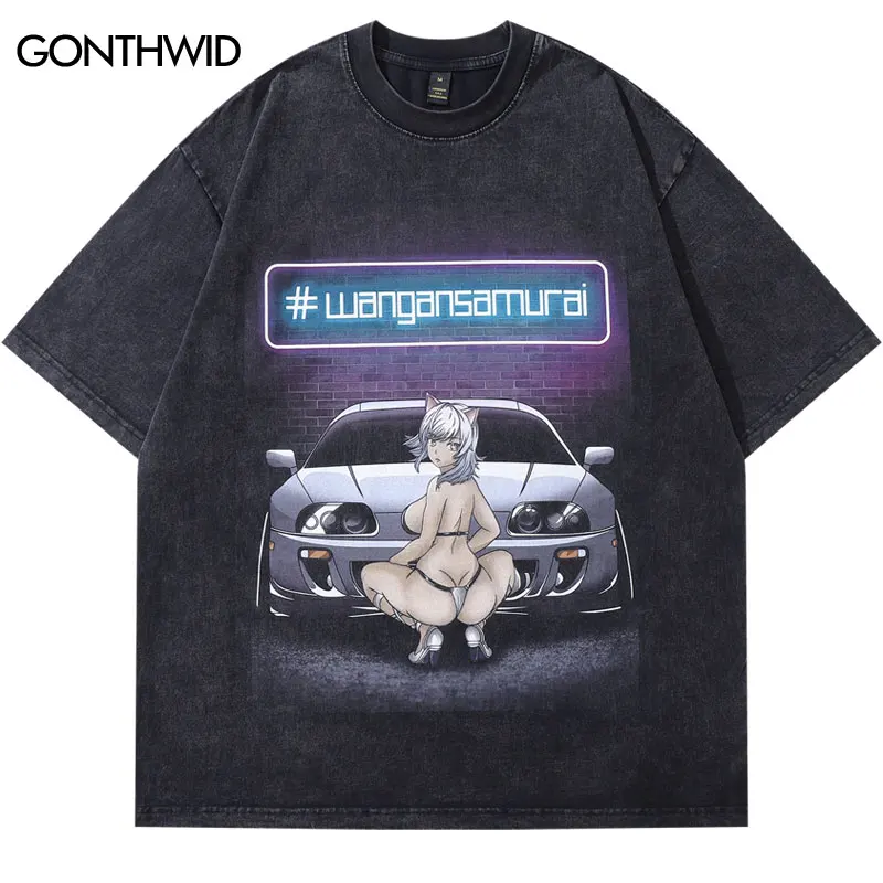 Vintage Black T-Shirt Japanese Anime Cartoon Girl Car Graphic Print Oversize Tshirt Streetwear Harajuku Hip Hop Cotton Loose Top
Vintage Black T-Shirt Japanese Anime Cartoon Girl Car Graphic Print Oversize Tshirt Streetwear Harajuku Hip Hop Cotton Loose Top